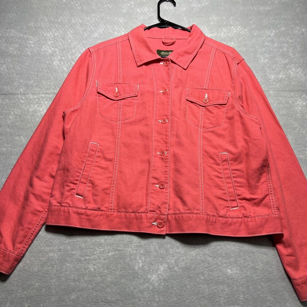 Eddie Bauer Coral Lightweight Button Down Jacket Linen Blended Size: X-Large